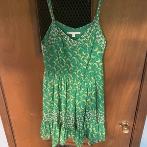Kelly green floral tank dress with bottom ruffle